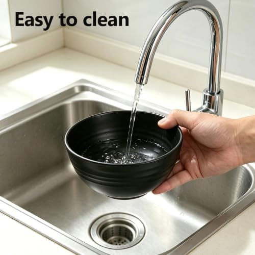 16Pcs Black Unbreakable Dinnerware Set Plates Bowls Cups for 4