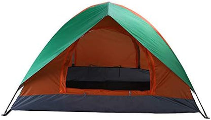 2 Person Double Door Camping Dome Tent Orange Green Waterproof Easy Setup Portable Family Outdoor Windproof Backpacking Shelter with Carry Bag for Hiking Travel