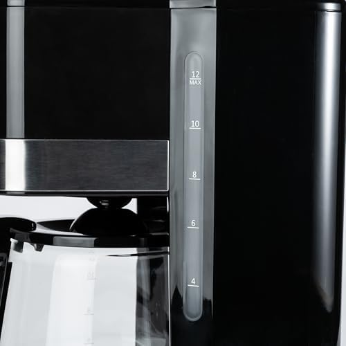 Amazon Basics Programmable 12 Cup Drip Coffee Maker with Glass Coffee Pot (1.9 Qt), Auto Shut-off, Touch Screen, Auto Pause, Removable Filter Basket, Black & Silver