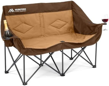 Oversized Double Camping Chairs for Adults, 2 Person Camping Chair, Brown
