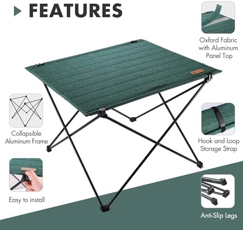 VILLEY Folding Camping Table, Portable Lightweight Table with Carry Bag