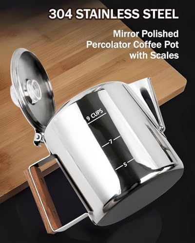 Coffee Maker 9 Cup Coffee Percolator 304 Stainless Steel Pot