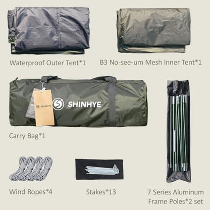 ShinHye Backpacking Tent 2/3/4 Person - Ultralight Dome Portable Tents for Camping Easy Set Up, Outdoor Hiking Waterproof Camp Instant Tent Two Doors Double Layer