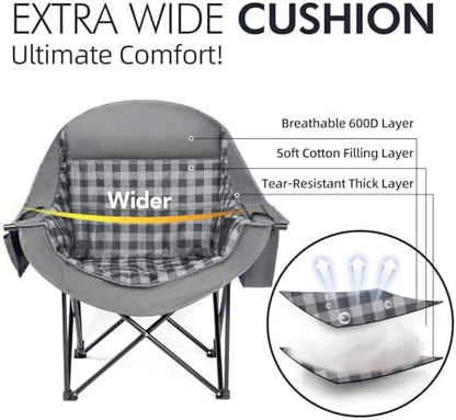 Oversized Camping Chair for Adults 2 Pack - Heavy Duty Outdoor Padded Chair