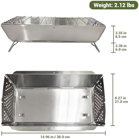 Charmline 16x9 in Small Portable Charcoal Grill, Small Fire Pit