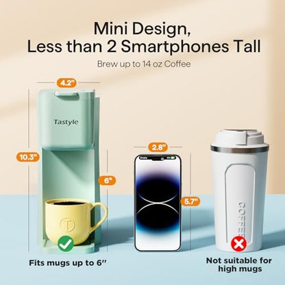 Tastyle Mini Single Serve Hot and Iced Coffee Maker for K Cup and Ground