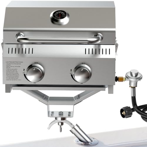 Bestfire Marine 2-in-1 Boat Grill with Rod Mount & Removable Legs