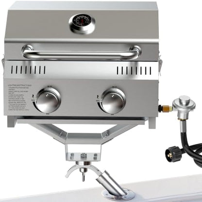 Bestfire Marine 2-in-1 Boat Grill with Rod Mount & Removable Legs