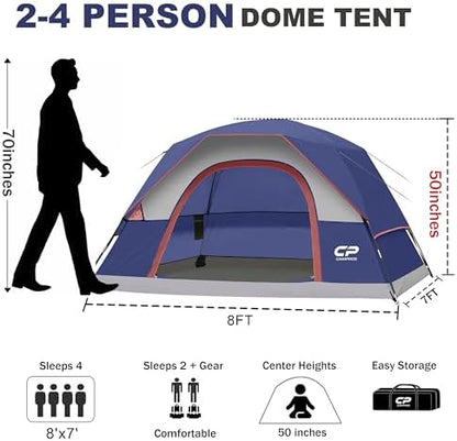 CAMPROS CP Tents for Camping 2/4/6 Person, Waterproof Windproof Dome Tent