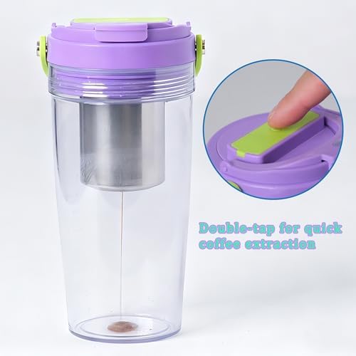Portable Coffee Maker Mug for Travel,Mini Espresso Coffee Machine,20 oz Thermos Cup with Lid Fast Extraction Electric Filter Brewer,Insulated Stainless Steel Tumbler(Green)