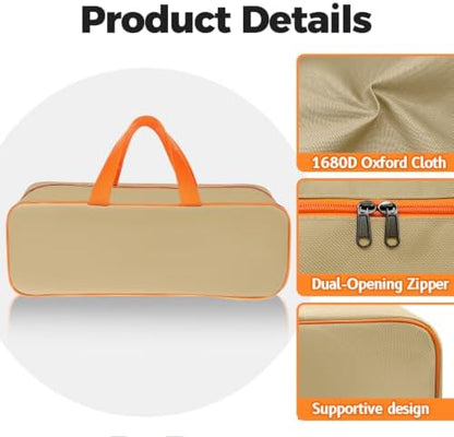 Grill Utensil Storage Bag for Outdoor Grilling, 24 x 8 x 8 in, Khaki