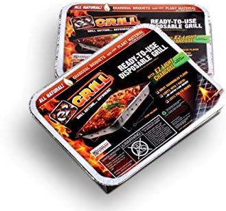 Disposable Charcoal Grill Ideal for Camping and Tailgate Parties -Pack of 2 Portable, Easy To Light, and Convenient charcoal grill Lasts 1.5 hours Grill Anytime, Anywhere
