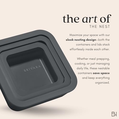 Glass Food Storage Container with Lid, 5-Cup Medium Square | Microwave-Safe Airtight Lid, Oven-Safe Ceramic-Coated Glass | Zero Plastic, No PFAS/PFOA/BPA, Reusable [Onyx]