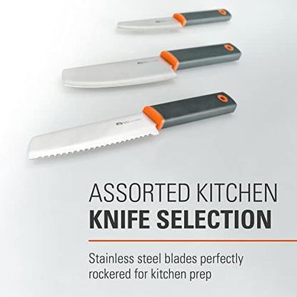 GSI Outdoors Santoku Knife Set, 6 pc Camp Chef Kit with Cutting Board