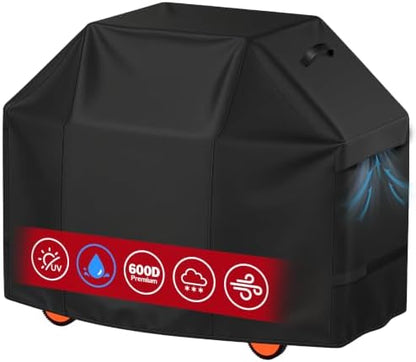 iCOVER Grill Cover 58 inch, BBQ Grill Cover for Outdoor Grill, 600D Heavy Duty Waterproof BBQ Cover, Anti-UV and Rip-Proof Barbecue Cover, Gas Grill Cover for Weber, Char-Broil, Nexgrill, etc