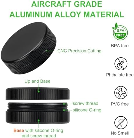 Mini Pill Case, 2Pack Aluminium Medication Organizer Containers for Purse Pocket, Travel Metal Vitamin Holder Box for Daily, Portable Waterproof Small Medicine Caddy for Camping, Working - Black
