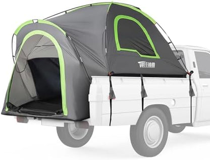 TUFFIOM 5.5-6ft Pickup Truck Tent for Camping, Truck Bed Tent with Reinforcement Fiberglass Poles, PU2000mm Waterproof and Rainfly for 2 People, Easy Set Up, Good Ventilation, Green