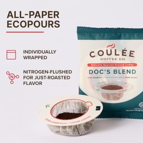 Coulée EcoPour Doc's Blend Arabic Coffee, Dark Roast, Single Serve, 20 Pack