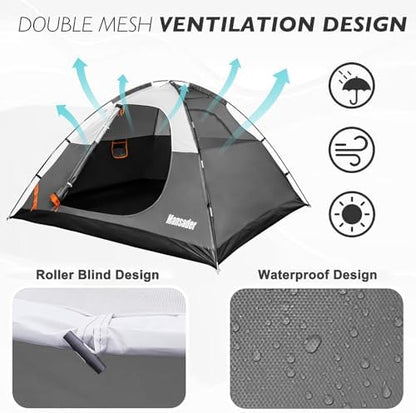 Camping Tent, Waterproof 2/3/4 Person Tents for Camping, Lightweight Easy Set Up Outdoor Hiking Tent Backpacking Tent with Carry Bag, Backpack Tent Suit for Family Beach Hiking Travel