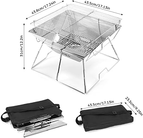 Odoland Portable Folding Charcoal Grills for Outdoor Picnic Backpacking BBQ