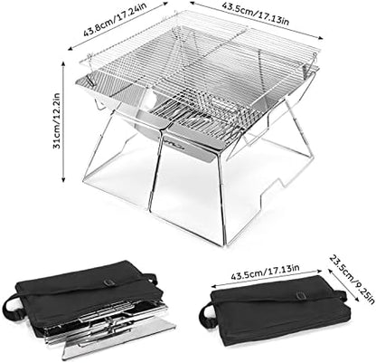Odoland Portable Folding Charcoal Grills for Outdoor Picnic Backpacking BBQ