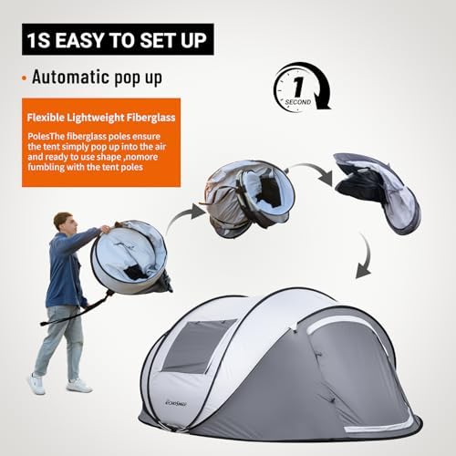 EchoSmile Instant Pop Up Camping Tent, 2/4/6 Person Easy Setup Tent