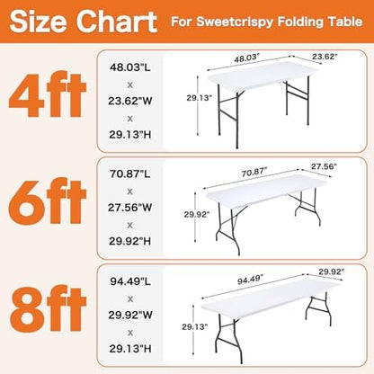 Sweetcrispy 8 FT Folding Picnic Table 2 Pack, Easy to Fold and Store