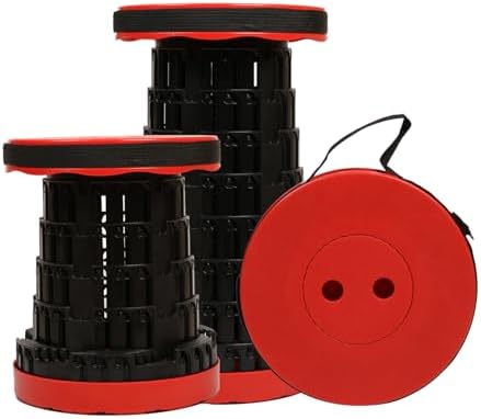 JAEMEYEM Collapsible Stool Chair, Upgraded Folding Stool for Adults Lightweight, Sturdy, Adjustable, Portable, Foldable Seat Sturdy Stools for Outdoor Camping Fishing Hiking Gardening BBQ
