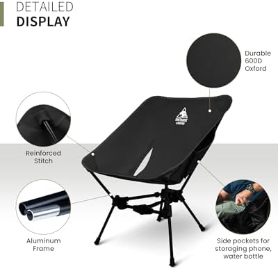ONETIGRIS Tigerblade Camping Chair, Lightweight Folding Backpacking Hiking Chair, Compact Portable 330 lbs Capacity