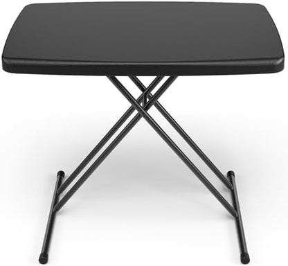 30in Folding Table, Portable Picnic Table with Adjustable Height, Foldable TV Tray Table & Laptop Desk for Small Spaces, Patio, Camping, BBQ, No Assembly Needed, Black