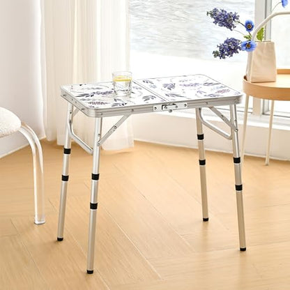 Yriuat Folding Camping Table 2ft Portable Picnic Table, Misty Lilac