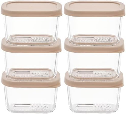 Glass Food Storage Containers with Lids — 12 Piece — 10.5 oz Glass with BPA-Free Leak Resistant Stackable Lids — Microwave, Oven & Dishwasher Safe — Ideal for Meal Prep & More - Cashew Cream