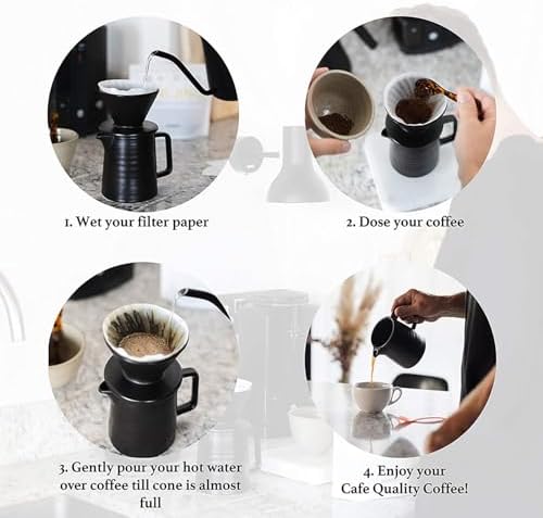 SOTECH Pour Over Coffee Maker Set All in 1 Coffee Kits- 304 Stainless Steel Kettle with Thermometer Coffee Grinder Coffee Dripper & Server of Portable Travel Bag For Outdoor Camping