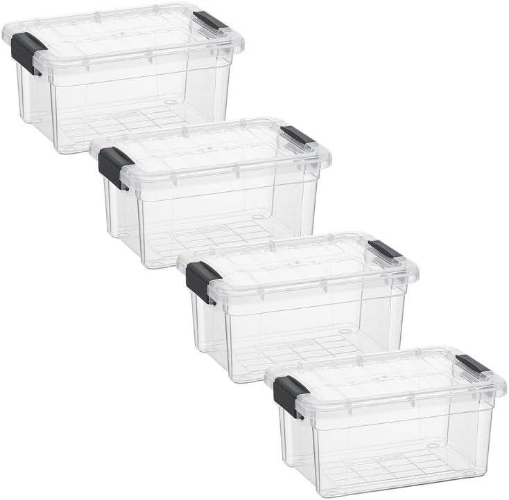 Superio 3.4 Quart Clear Plastic Storage Boxes with Lids, Stackable Organizer Containers, BPA-Free Storage Bins for Home, Office, School & Dorm, 4 Pack