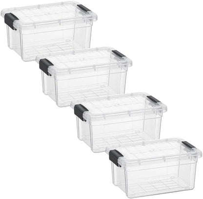 Superio 3.4 Quart Clear Plastic Storage Boxes with Lids, Stackable Organizer Containers, BPA-Free Storage Bins for Home, Office, School & Dorm, 4 Pack