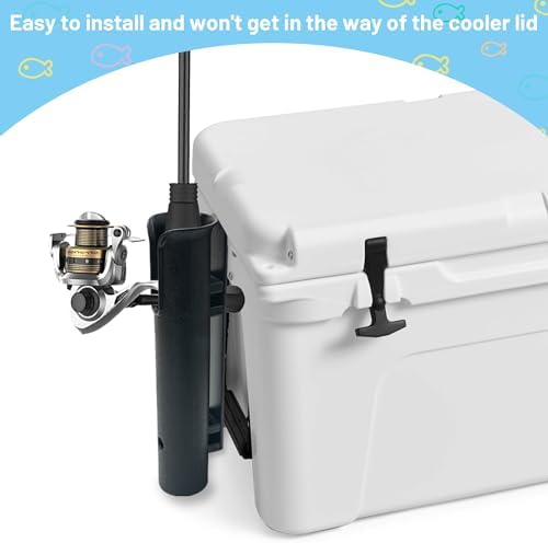 Cooler Fishing Rod Holder, Wall Mounted Fishing Pole Holder, Fishing Rod Rack Compatible with YETI Coolers and for RTIC Coolers, Cooler Accessory