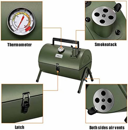 MAISON HUIS Small Charcoal Grill, Portable Tabletop BBQ Smoker for Outdoor Camping,Mini Grill for Tailgating, Hiking & Picnic, (Green)