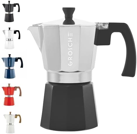 GROSCHE Milano Stovetop Espresso Maker Moka Pot 6 espresso Cup Tuxedo Black
