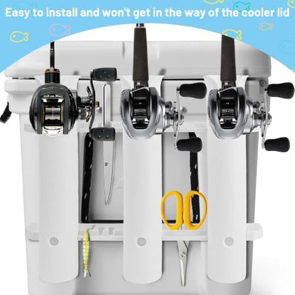 Cooler Fishing Rod Holder, Wall Mounted Fishing Pole Holder, 3 Link Fishing Rod Rack Compatible with YETI Coolers and for RTIC Coolers, Cooler Accessory