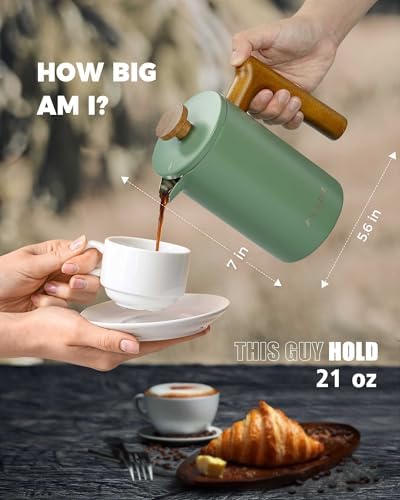 POLIVIAR French Press Coffee Maker, 21oz, Green