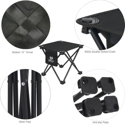 Opliy Camping Stool 2 Pack,13 Inch Portable Folding Stool for Outdoor Gardening and Beach Hiking Fishing,Foot Stool with Carry Bag (Black)