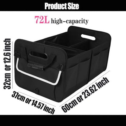 titiyiof Trunk Organizer for SUV & Sedan, Car Organizers and Storage, Waterproof Collapsible & Adjustable Straps, 70L Sturdy Car Organization for Car Accessories, Tools, Sundries (Black B, Large-A)