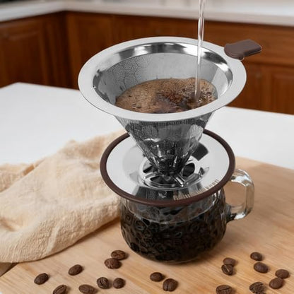 Pour Over Coffee Maker, Reusable Stainless Steel Filter