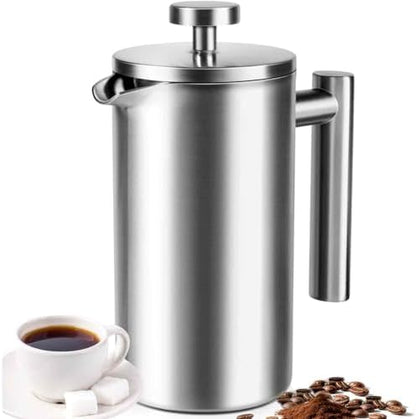 French Press 34 oz, Full Stainless Steel French Press Coffee Maker 4 Cups