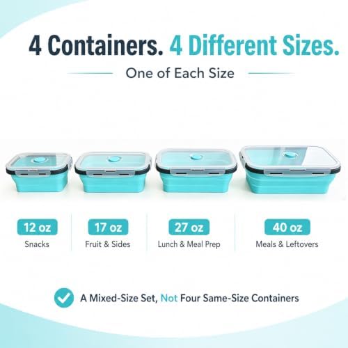 Guyuyii 4 Pack Space-Saving Collapsible Food Storage Containers with Lids