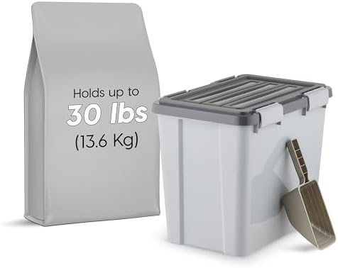 IRIS USA Dog Food Storage Container, Up to 30 lbs, Gray/Dark Gray