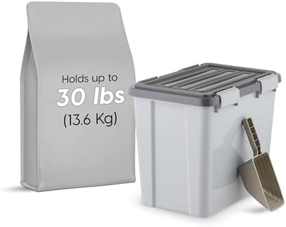 IRIS USA Dog Food Storage Container, Up to 30 lbs, Gray/Dark Gray