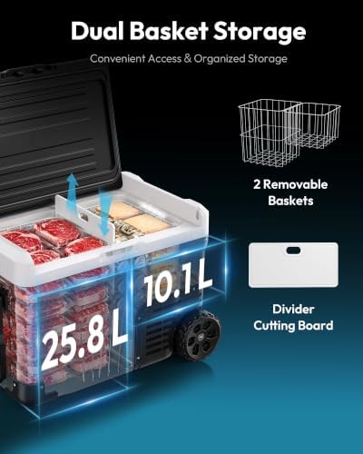 EUHOMY 37QT 12 Volt Refrigerator, -4℉~68℉ Portable Freezer, for Car