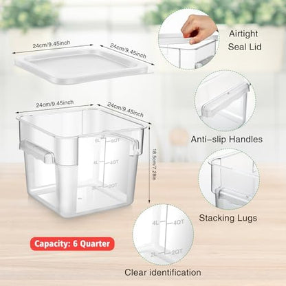 FoldTier 2 Pcs Square Food Storage Containers, White, 6 Qt