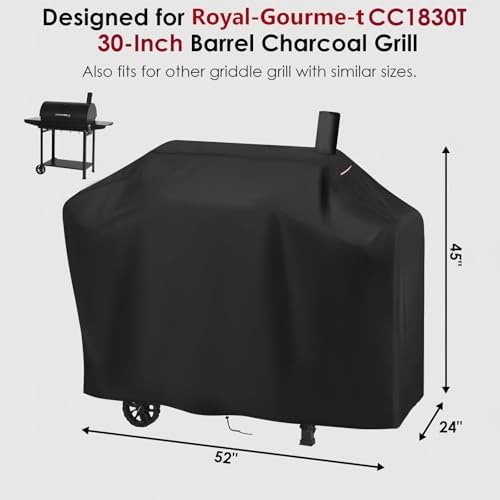 Grill Cover for Royal-Gourme-t CC1830T 30" Barrel Charcoal Grill